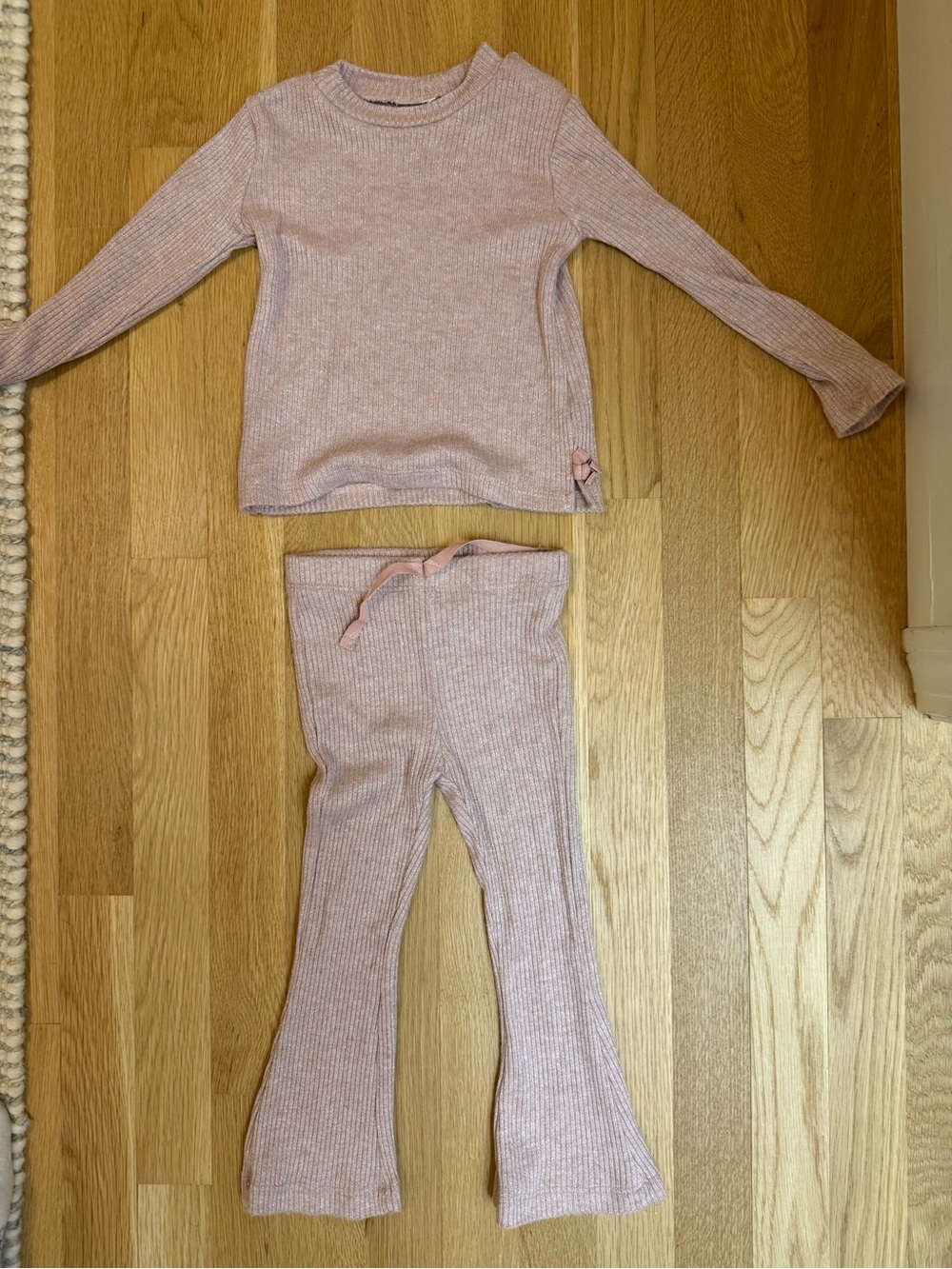 Girls' Two-Piece Ribbed Knit Set in Dusty Rose